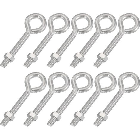 M5x35mm Boucles À Œil, 10 Pcs Acier Carbone Boulons Filetés Boucles À Œil Crochets Vis Avec Écrou Pour Suspendre Ou Fixer Câbles Argent (1/5)