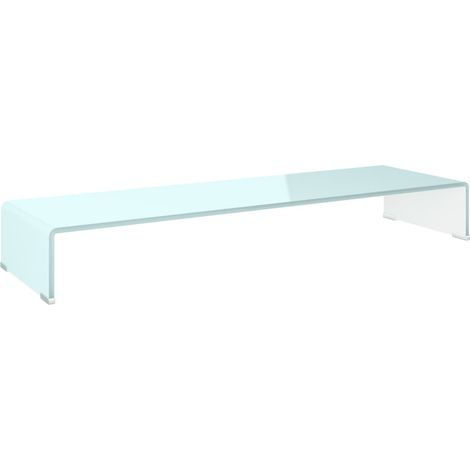 Meuble TV Support pour moniteur, Étagère TV, Meuble de Salon, 100 x 30 x 13 cm Verre Blanc OIB4890E