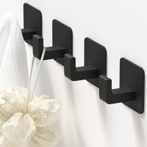 Pack of 4 self-adhesive towel hooks. Bathroom and kitchen hooks. Punch-free adhesive hooks for hanging clothes. (1/5)