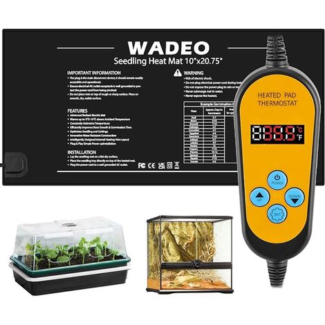 Seedling Heat Mat Heating Mat Thermostat Controller PVC Heating Mat Plants Reptile Amphibian 25 x 52 cm (1/3)