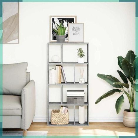 858150 Bibliothèque gris béton 60x20x120,5 cm bois d'ingénierie (1/5)