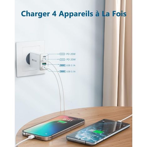 40W 4P PD+QC USB-C Ladegerät, kompatibel mit iPhone 17-8, iPad, Samsung. (1/5)