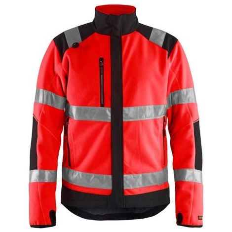 Veste de travail polaire coupe vent haute visibilité 4888 - Rouge fluo/Noir M (1/4)