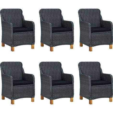 Set de 1 table et 6 chaises, Mobilier de salle à manger, avec coussins Résine tressée Gris foncé OIB2278E (1/5)