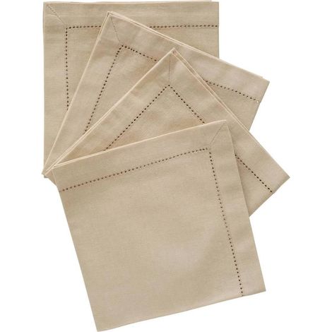 Lot de 4 Serviettes de Table "Jane" 40x40cm Beige Lin