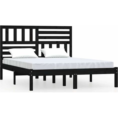 Maison Exclusive - Massivholzbett Schwarz Kiefer 140x190 cm (1/5)