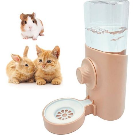 Bouteille d'eau pour lapin,distributeur d'eau suspendu pour petit animaux,mangeoire automatique,fontaine d'eau pour cage,rose,21oz (1/2)