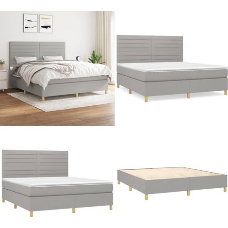 Boxspringbett mit Matratze Hellgrau 160x200 cm Stoff - Boxspringbett - Doppelbett - Bettenrahmen - Schlafsystem - Hellgraues Bett - Home & Living (1/5)