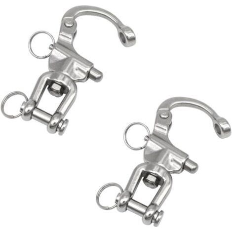 Mousqueton Pivotant à Emerillon 2 Pièces Manille INOX Manille Pivotante en Acier Inoxydable Mousqueton Largage Rapide Mousqueton à Emerillon Mousqueton Pivotant pour Drisse Voilier 7cm (1/4)