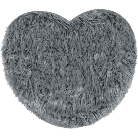 Tappeto Bagno Camera Cuore Scendiletto Pelo Lungo Shaggy Doccia Antiscivolo - Grigio