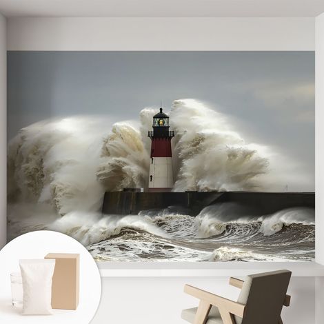 Papier peint décoratif avec colle pour salon, chambre à coucher et bureau – Design moderne et facile à poser Vagues marines 152x104 cm (1/5)