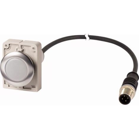 Voyant lumineux RMQ Compact Flat blanc 24 V AC/DC cable (noire) avec connecteur M12A 4-pole 1 EATON C30C-FL-W-24-P5
