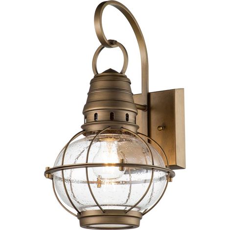 Elstead Kichler Bridgepoint Lanterna da esterno a parete in ottone naturale, IP44 (1/5)