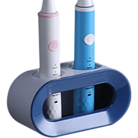 Soporte para cepillos de dientes de pared, no requiere perforación, estante de almacenamiento de ABS, sistema de drenaje de agua, baño (1/5)