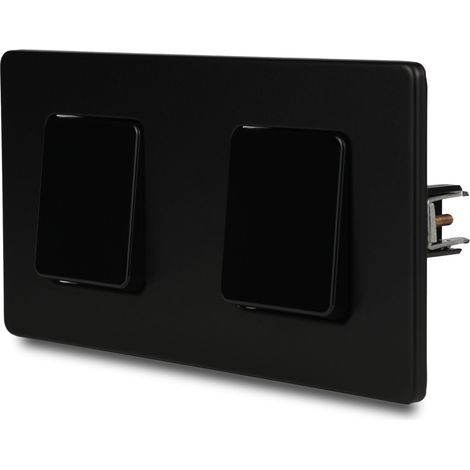 Doppellichtschalter, schwarzes Kreuz, lackierter Stahl (1/5)