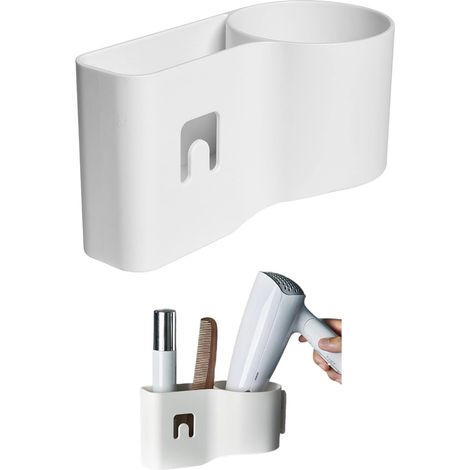 Support mural pour sèche-cheveux – Organisateur d'accessoires de salle de bain, support mural pour fers à friser, lisseurs et outils de coiffure, avec petits trous