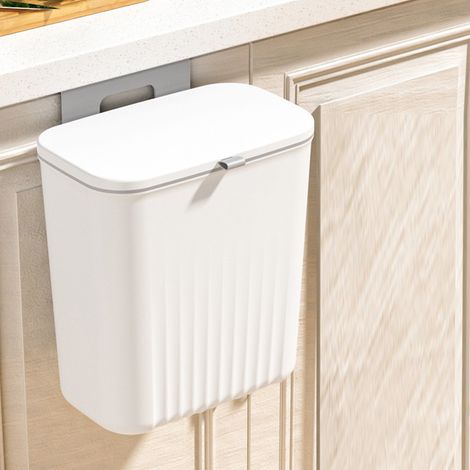 Poubelle murale avec couvercle coulissant - Poubelle rectangulaire pour cuisine - Plastique durable - Grand volume - Installation facile - Contrôle des odeurs (1/5)