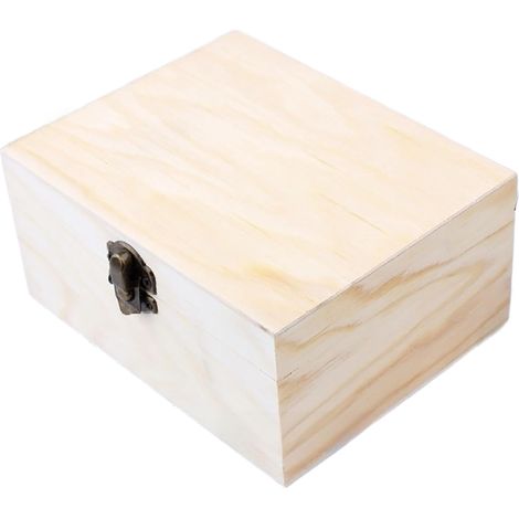 Pine wood jewelry box with mirror for makeup storage, compact dressing table organizer, modern and simple style for women and girls, beige, 15 x 12 x 7 cm (1/5)