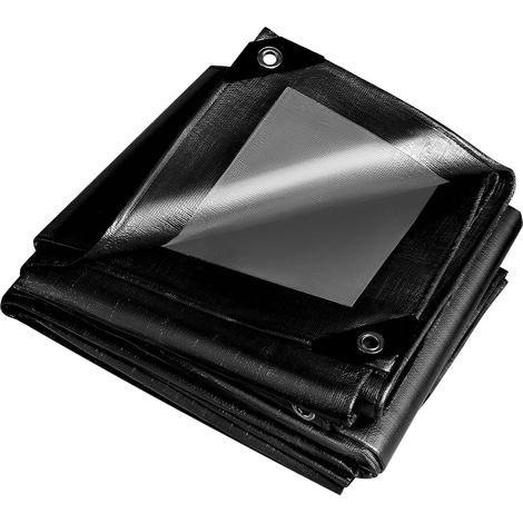 Bâche en tissu noire avec œillets 260g/m² Tente imperméable pour camion Protection universelle Résistante à la déchirure UV pour meubles de jardin Trampoline Toit Voiture Bois Bateau (1/5)