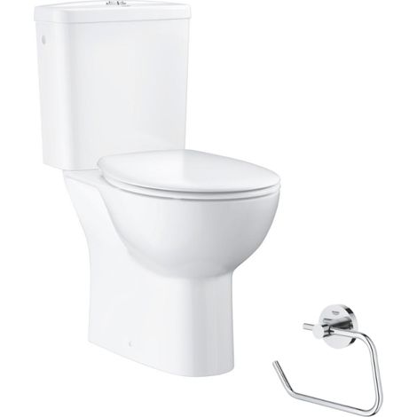 Pack inodoro independiente GROHE Bau Ceramic + Dispensador de papel de pared Essentials