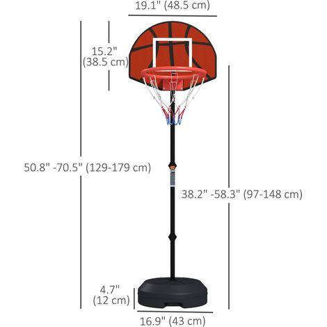 Support de panier de basket-ball de 90 à 150 cm avec cible magnétique et fléchettes, panneau arrière de 4,5 m, base lestée pour adolescents et jeunes. (1/5)