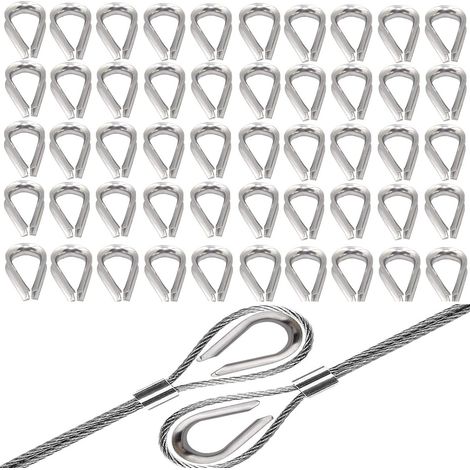 10 pièces cosse tubulaire, acier inoxydable A4, pour câble jusqu'à 3 mm, renforcement d'œillets, usage extérieur et humide (1/5)