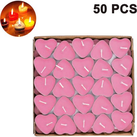 50 bougies cœur Saint-Valentin parfumées sans fumée, pour dîner romantique, mariage, anniversaire ou déco (1/4)