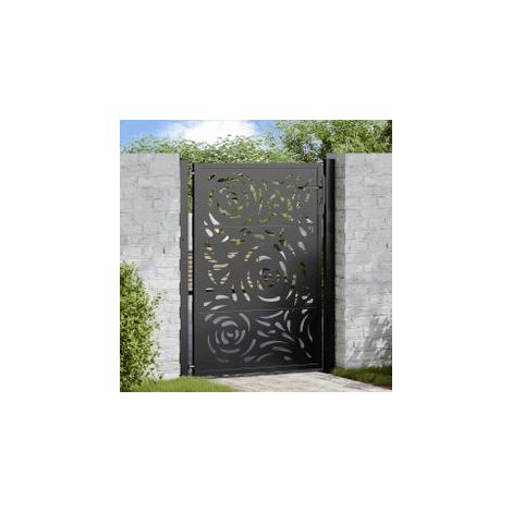 Portail de jardin noir 105x130 acier conception de flamme (1/5)