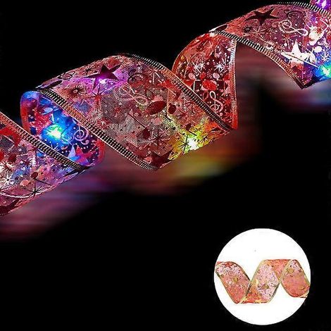 Guirlande lumineuse ruban pour décorations de Noël, ornements pour sapin de Noël, guirlande lumineuse pour la maison, guirlande lumineuse de Noël, Navidad Natal, Nouvel An, rouge et multicolore, 2 m (1/5)