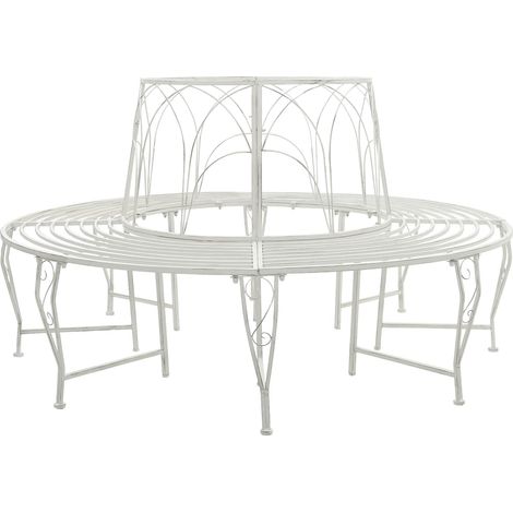 vidaXL Panchina per Alberi 8-Numero di posti Ø 160 x 89 cm Acciaio