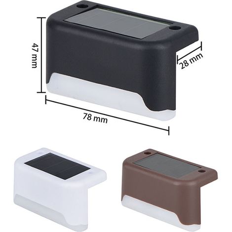 Lot de 16 - Lampe Solaire LED Étanche Pour Allée Et Escalier - Applique Murale Extérieure - Jardin, Paysage, Escalier, Terrasse, Clôture - Noir (1/5)