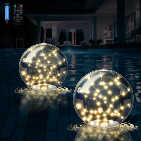 Lampes solaires flottantes pour piscine – 3000K lumière chaude LED – Étanchéité IP68 – 3 modes dynamiques – Télécommande incluse (1/5)