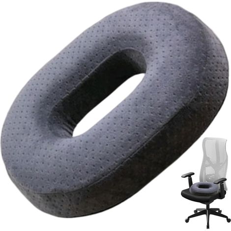 Oreiller donut en mousse à mémoire de forme 38, 1 x 30, 5 x 7, 6 cm avec housse en velours et fermeture éclair, coussin de siège ergonomique pour hémorroïdes pour soulager la douleur du coccyx à la