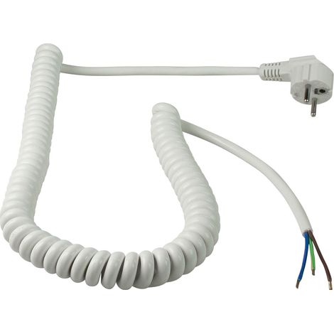 Anschlussleitung Spiralkabel bis 4 m weiß H05VV-F 3G1,5 IP20
