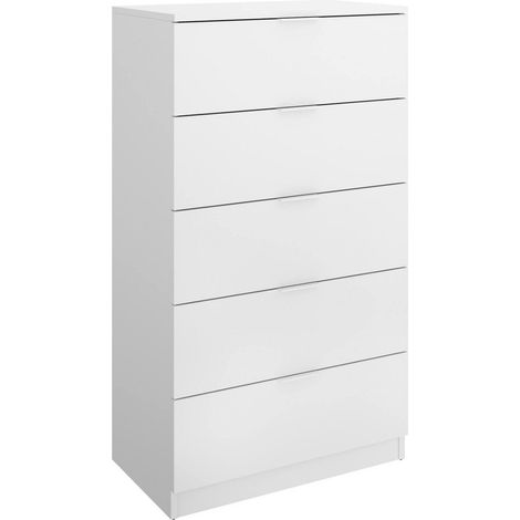 Dmora - Cassettiera Cas, Settimino multiuso, Comò camera da letto, Mobile con cassetti, 61x39 h110 cm, Bianco