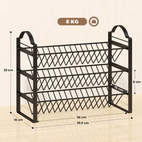 Étagère à épices à 3 niveaux pour la cuisine, design peu encombrant, avec étagères métalliques inclinées, noire. (1/5)