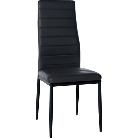 Silla de comedor x1 diseño sencillo en PVC negro con costuras decorativas estructura de metal negro 100002054 (1/5)