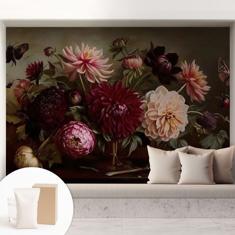 Tapete Vliestapete mit Kleber für Wohnzimmer Schlafzimmer Küche - Wanddekoration Blumige Pracht 208x146 cm (1/5)