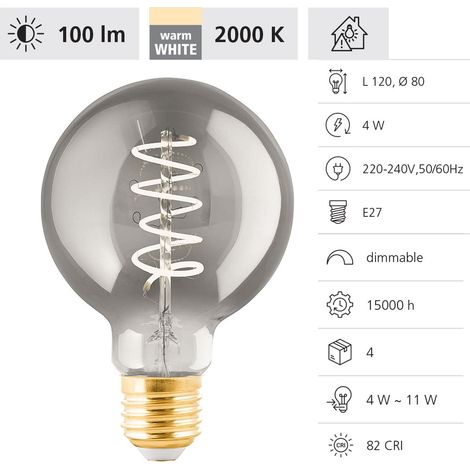 Eglo LED Globe G80 E27 4W rauch Leuchtmittel (1/3)