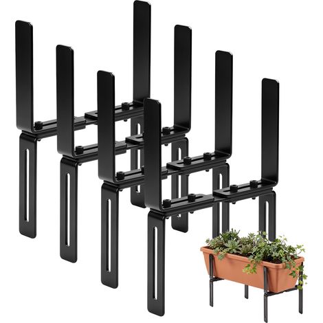 4 Pièces Support de jardinière – Dimensions ajustables pour rambarde – Résistant aux intempéries – Stabilité renforcée