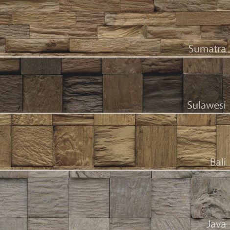 INDO Holz Wandverblender Root Teak mixed Cube Sulawesi Charred 1,02 m²