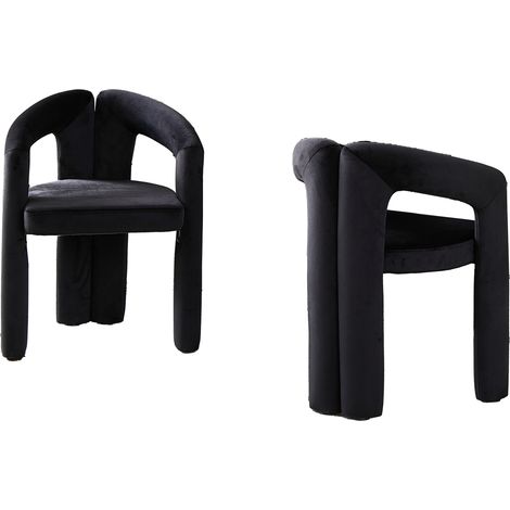 Modern Minimalistisch Esszimmerstuhl 2er Set, VELVET Stoff Polsterstuhl mit Armlehnen, Bequemer Essstuhl für Esszimmer Wohnzimmer Büro, Maximale Belastbarkeit 150kg (1/5)