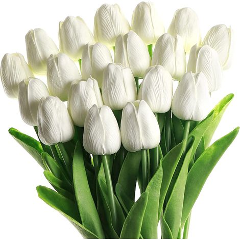 Tulipes Artificielles - 33,5 cm - Polyuréthane PU - Décoration Intérieure Bureau Mariage - 20 Pièces (1/5)