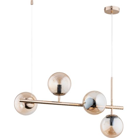 Suspension moderne dorée, boules ambre 4xE14 VINCI (1/3)