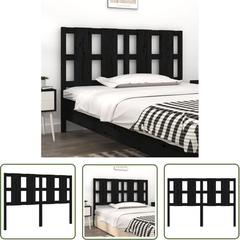 SKM Tête de lit Noir 125,5x4x100 cm Bois massif de pin (1/5)
