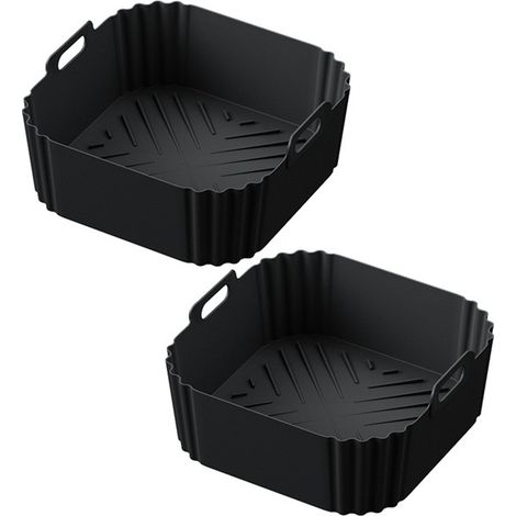 Disponible en 2 couleurs : Noir  Matériau : Tapis de friteuse à air en silicone, plaque de cuisson en silicone, moule à pâtisserie multifonctionnel en silicone.