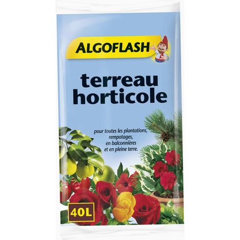 Terreau horticole 40 litres – Composition tourbes de sphaignes et compost – Agréé agriculture biologique – Pour croissance optimale des plantes – Algoflash