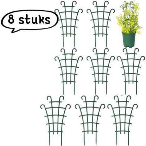 Barre de support 8 pièces pour support de fleurs, plantes de jardin, plantes grimpantes, rosiers, barre fixe, vert (1/5)