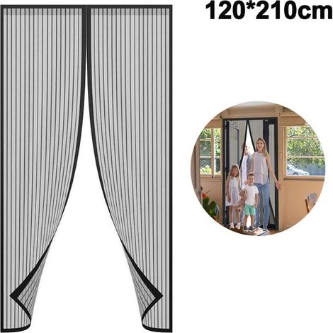 Ahlsen Puerta con mosquitera magnética reforzada con manos libres, cortina para puerta con mosquitera autosellante, divisor de malla resistente, evita que los insectos salgan volando, apto para mascot (1/5)