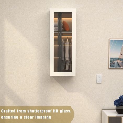 Planche à reposter murale avec armoire de rangement, table repassage pliante intégrée, miroir mural pour appartement, studio et petits espaces (1/5)